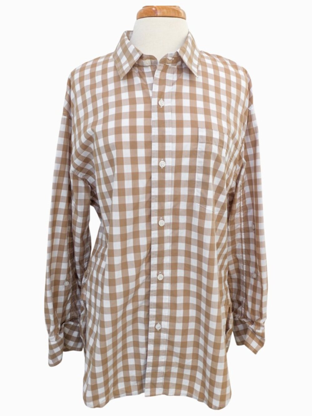 Citizens of Humanity Kayla Tan Gingham Button-Up Shirt Sz M